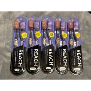 🔥10 Reach Essentials Soft Bristle Toothbrushes w/ Brush Caps 2ct Pks x 5 NWT🔥